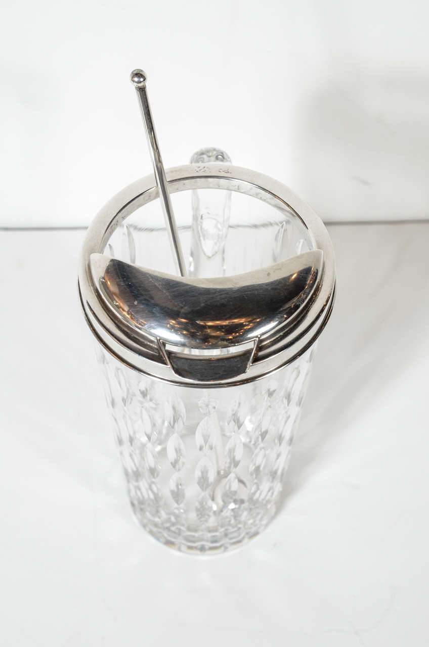 Mid-Century Modern Glamorous Mid-Century Crystal and Sterling Silver Pitcher by Tiffany