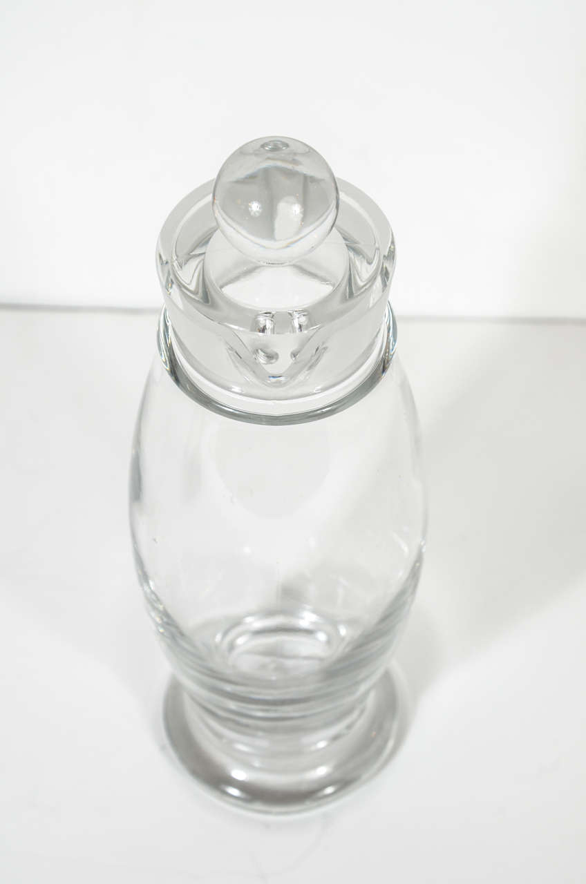 Stunning Art Deco Crystal Glass  Penguin Cocktail Shaker  1