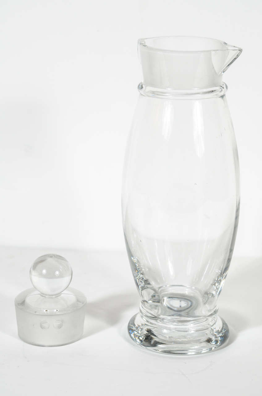 Stunning Art Deco Crystal Glass  Penguin Cocktail Shaker  2