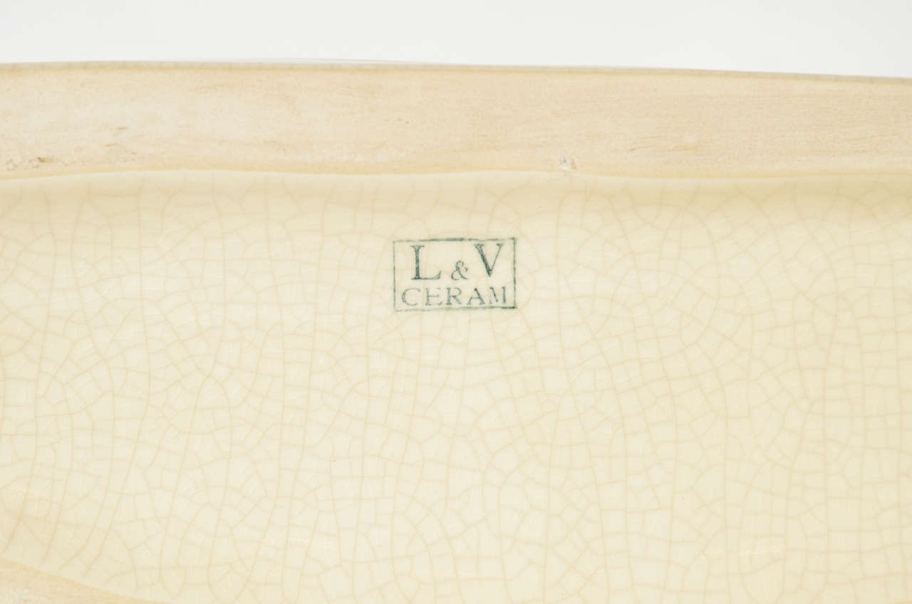 Cream Art Deco Crackle Glaze Ceramic Polar Bear  3
