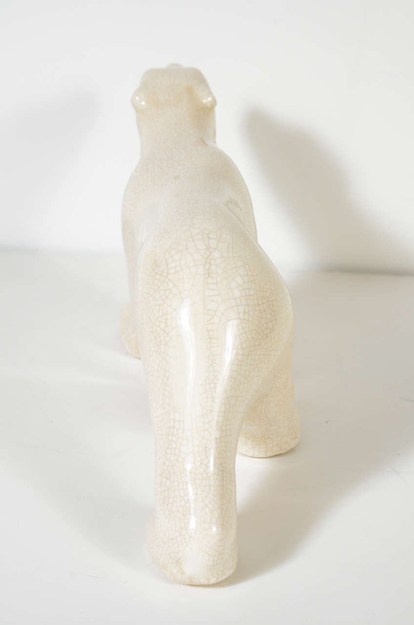 20th Century Art Deco Crackle Glaze Ceramic Polar Bear