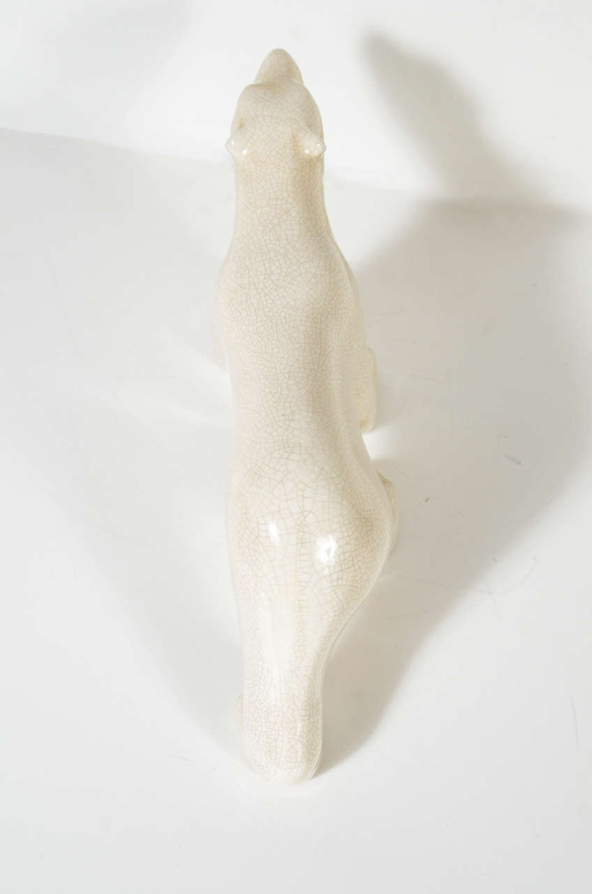 Art Deco Crackle Glaze Ceramic Polar Bear 1