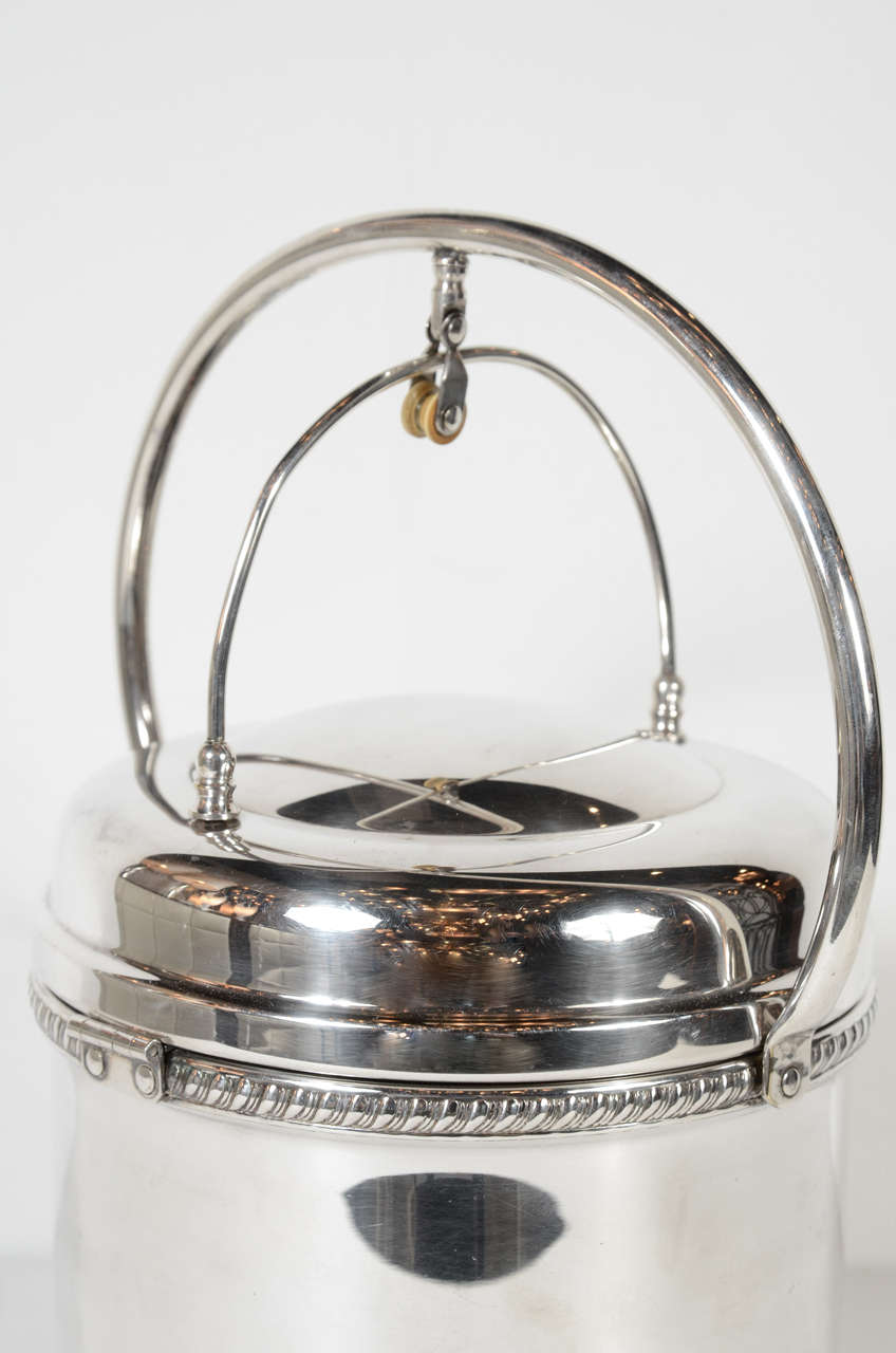 Elegant Art Deco Footed Ice Bucket & Accessories In Excellent Condition In New York, NY