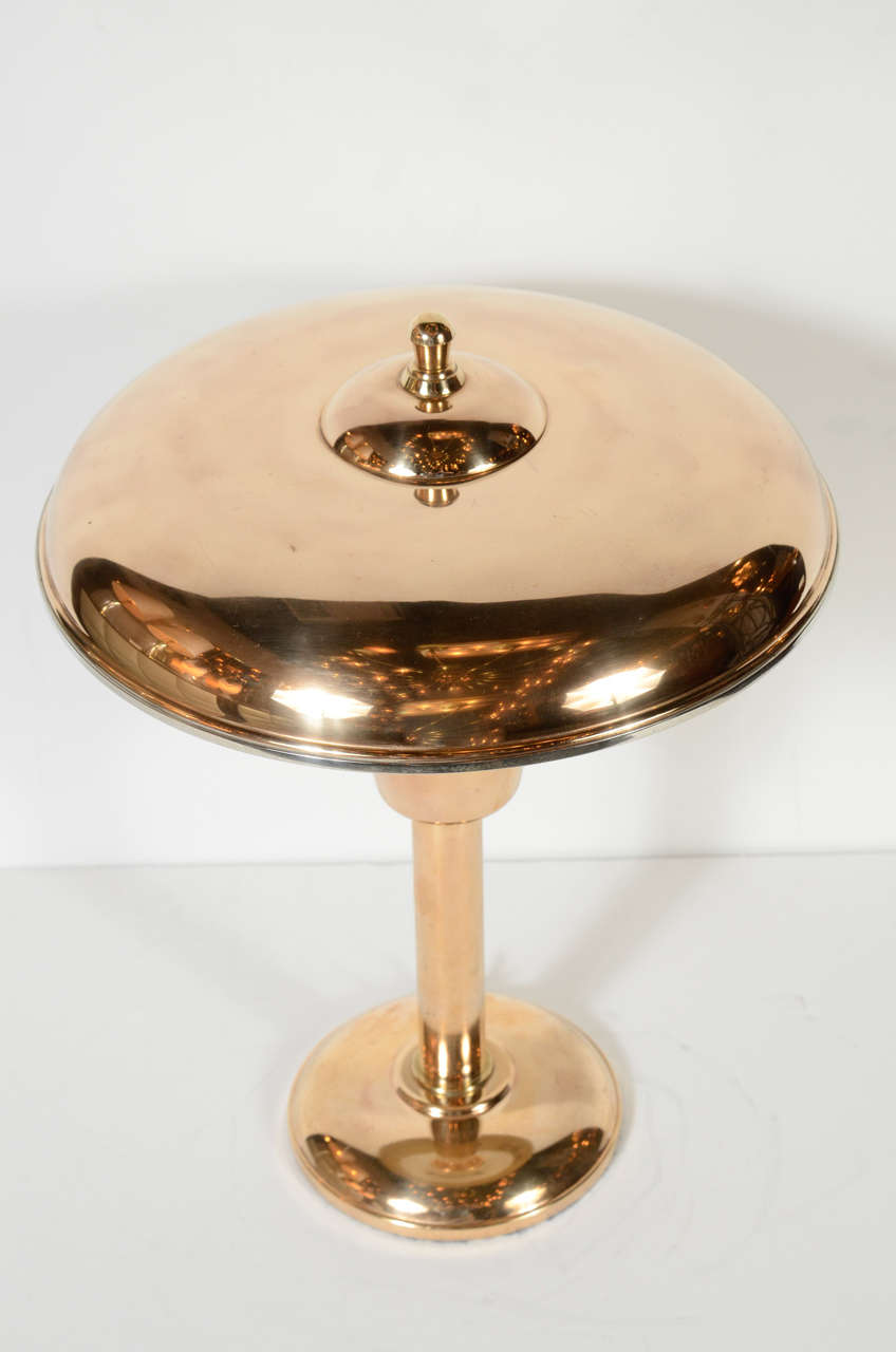 20th Century Art Deco Streamline Copper & Brass Desk Lamp