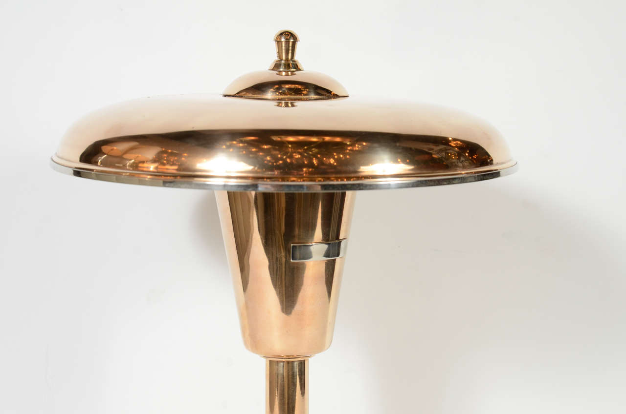 Art Deco Streamline Copper & Brass Desk Lamp 2