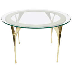 Modernist Sculptural Brass Stiletto Leg Cocktail Table