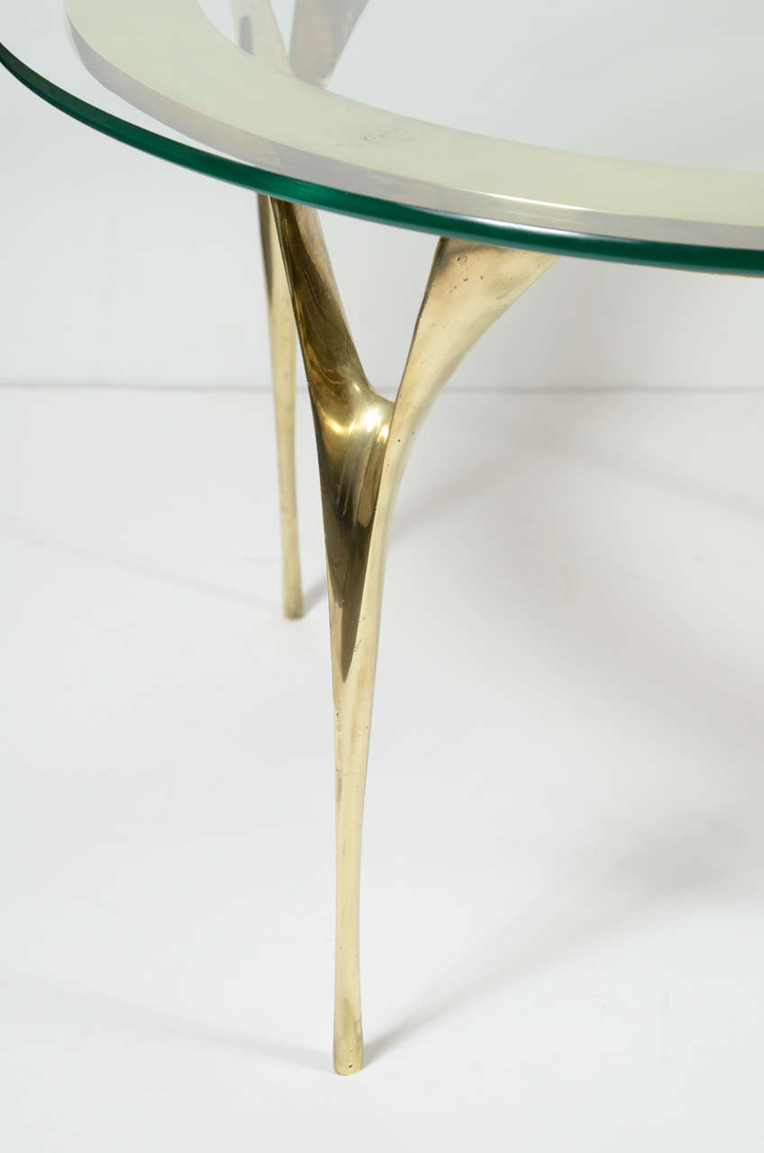 Mid-Century Modern Modernist Sculptural Brass Stiletto Leg Cocktail Table