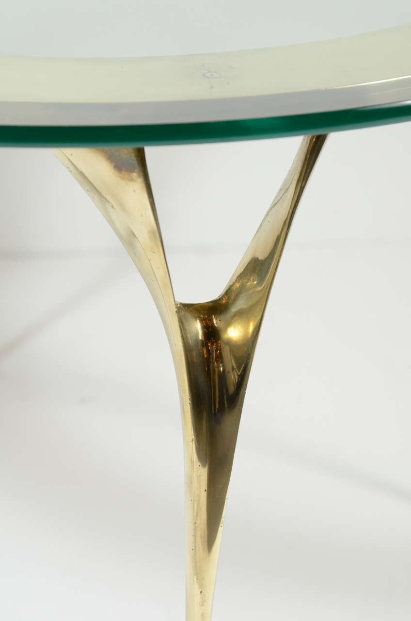Modernist Sculptural Brass Stiletto Leg Cocktail Table 1