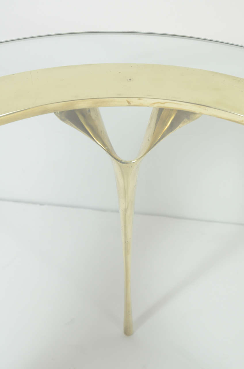 Modernist Sculptural Brass Stiletto Leg Cocktail Table 2