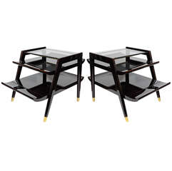 Pair of Modernist Three Tier Tables in the Manner of Gio Ponti