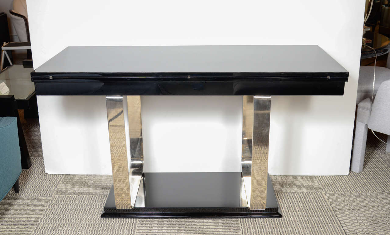 Art Deco  Machine Age Flip Top Console / Dining Table