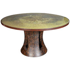 Stunning Dining Table with Shatter Glass Top with Bronze Mounts