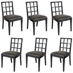 Set of Modernist Silver Cerused Oak Dining Chairs by Eugene Schoen