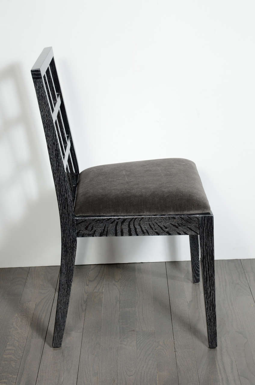 Set of Modernist Silver Cerused Oak Dining Chairs by Eugene Schoen In Excellent Condition In New York, NY