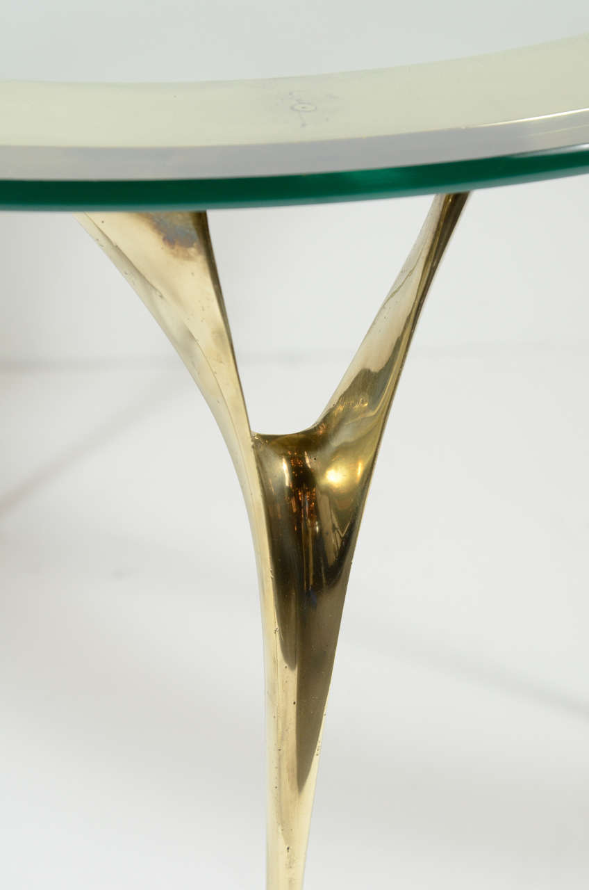 Modernist Sculptural Brass Stiletto Leg Cocktail Table at 1stDibs