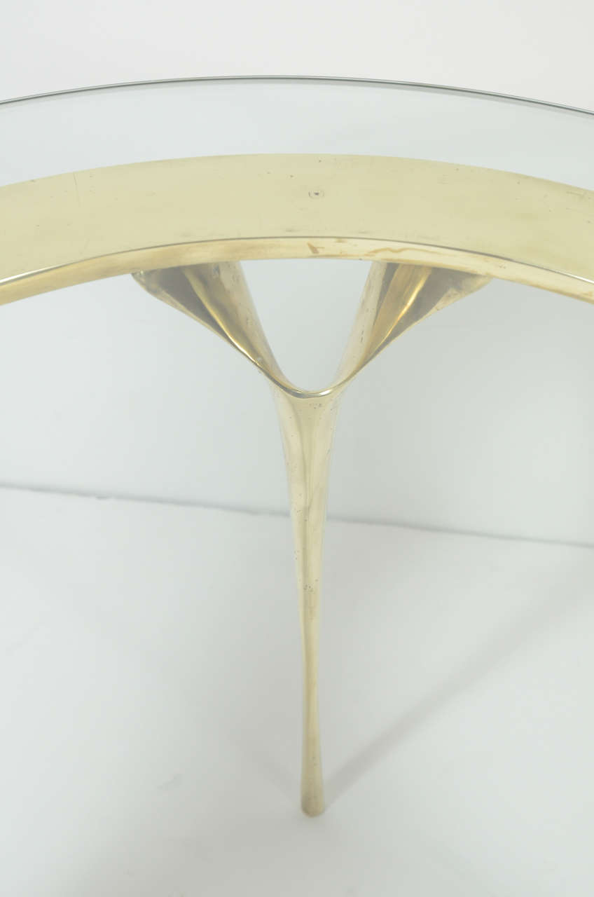 Modernist Sculptural Brass Stiletto Leg Cocktail Table at 1stDibs