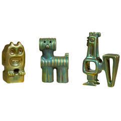 Zsolnay Figures with Green Eosin Glaze