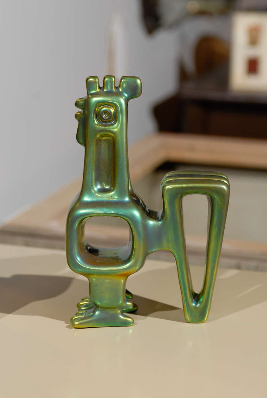 Hungarian Zsolnay Figures with Green Eosin Glaze