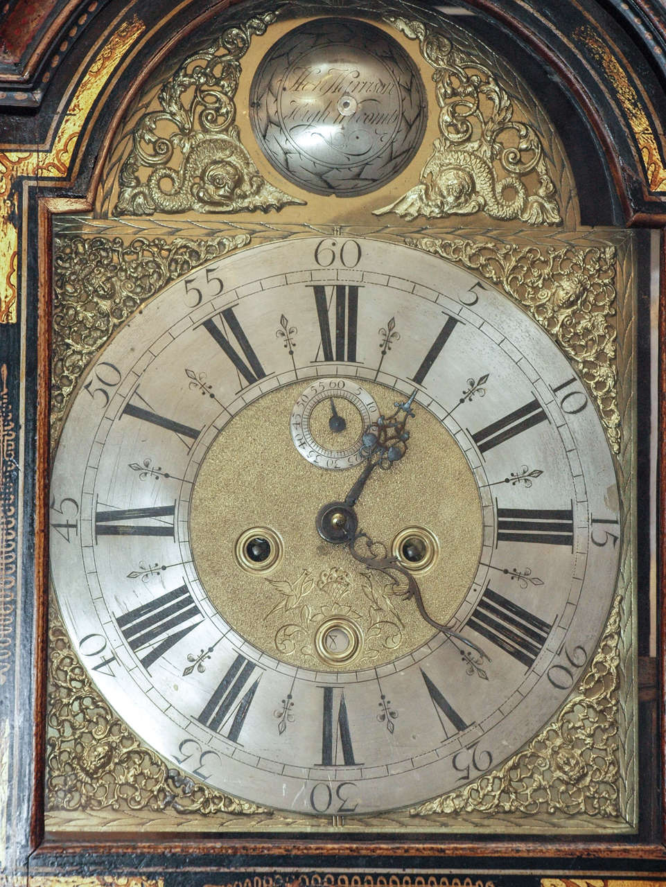 English Regency Chinoisorie Decorated  Tall Case Clock For Sale 1