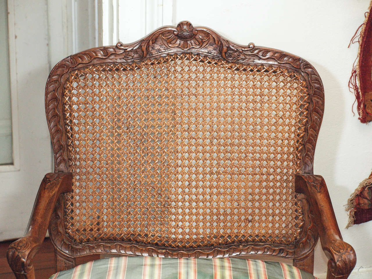 Régence Pair of French Walnut Regence Cane Armchairs For Sale