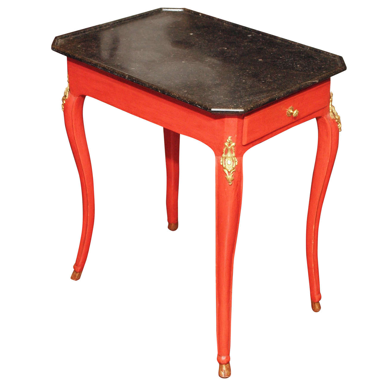Louis XV transition Small Occasional Table with trayed marble top For Sale