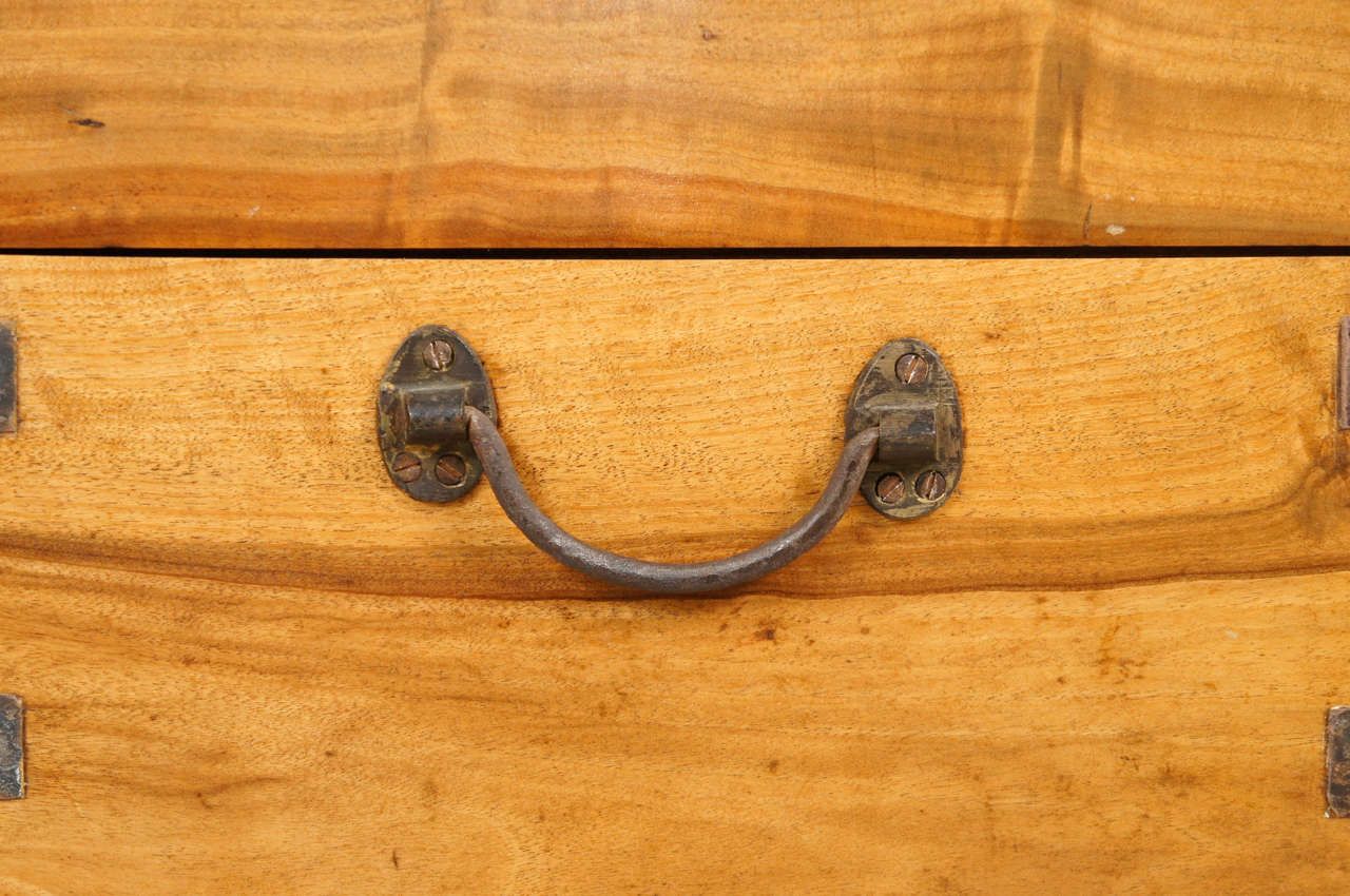 19th Century Anglo-Indian Teak Trunk on Red Lacquer Stand For Sale