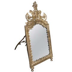 Continental Silver on Brass Standing Dressing Table Mirror 4