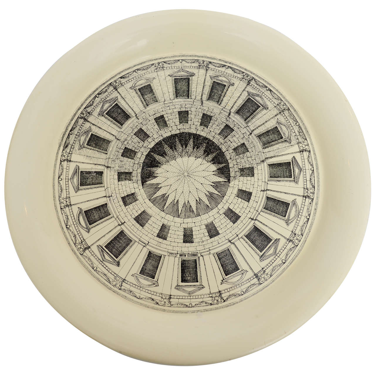 Italian Serigraphed Metal Fornasetti Vintage Architectural Tray