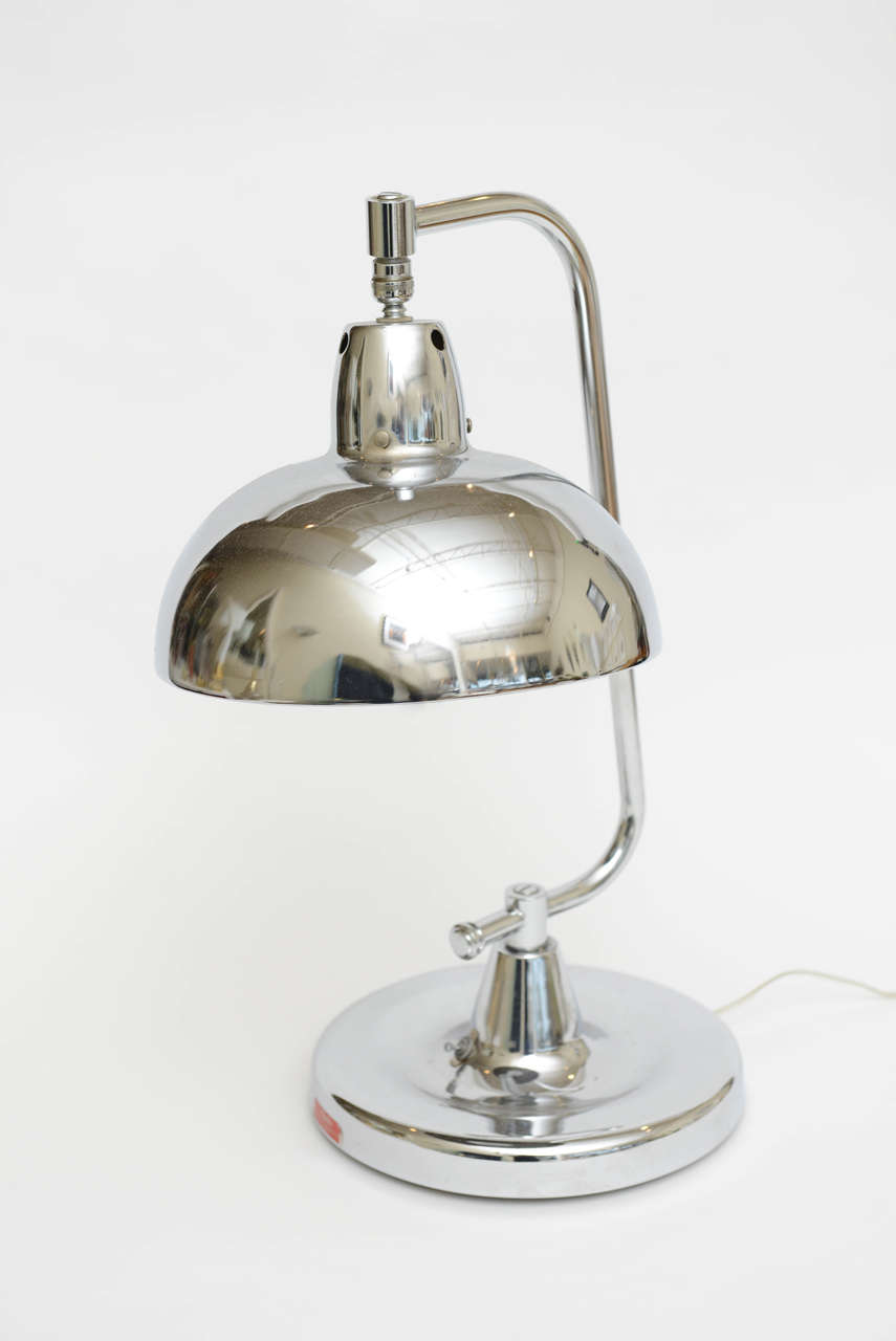 Industrial Vintage Nickel Silver Desk Lamp