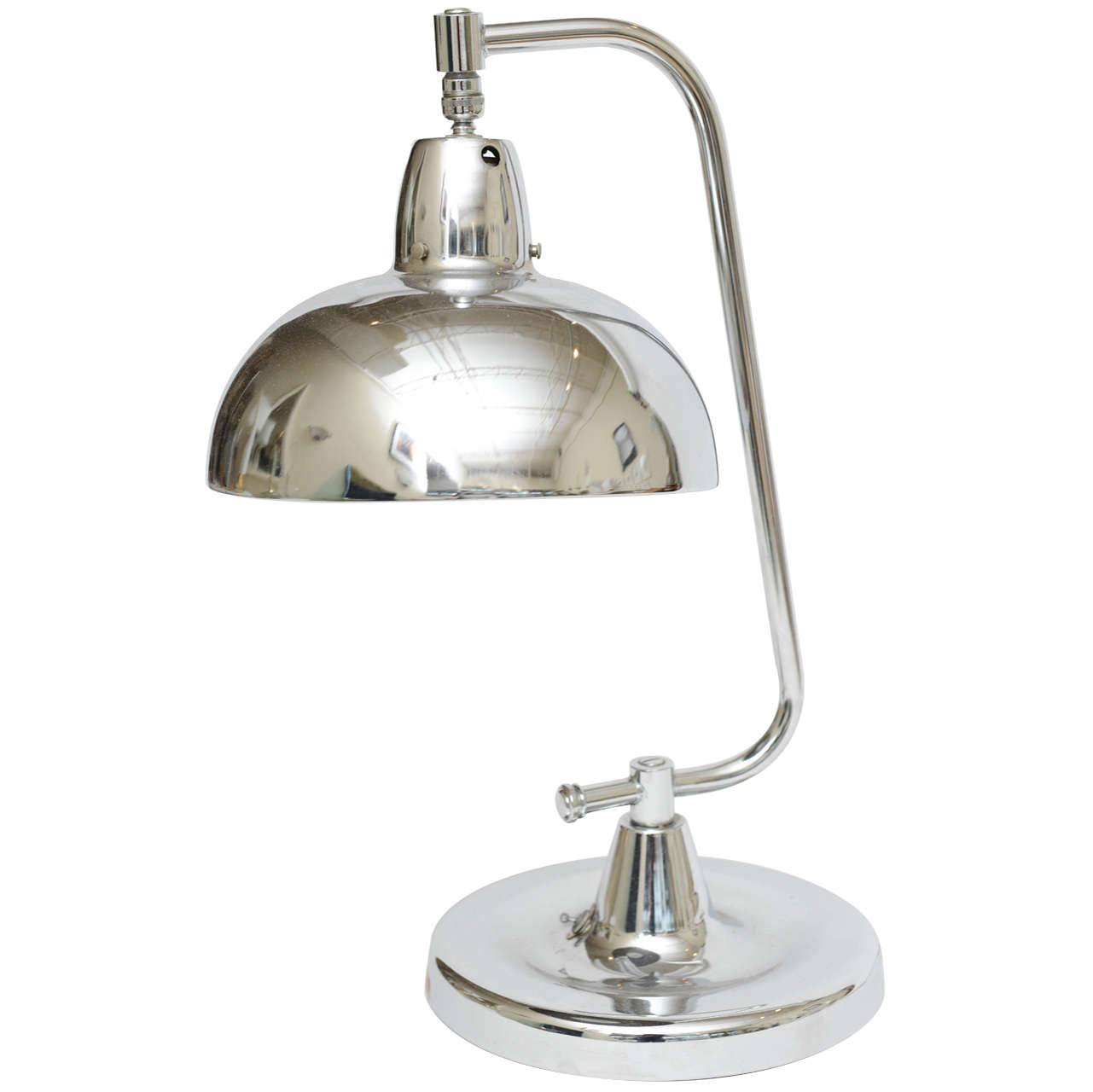 Industrial Vintage Nickel Silver Desk Lamp at 1stDibs