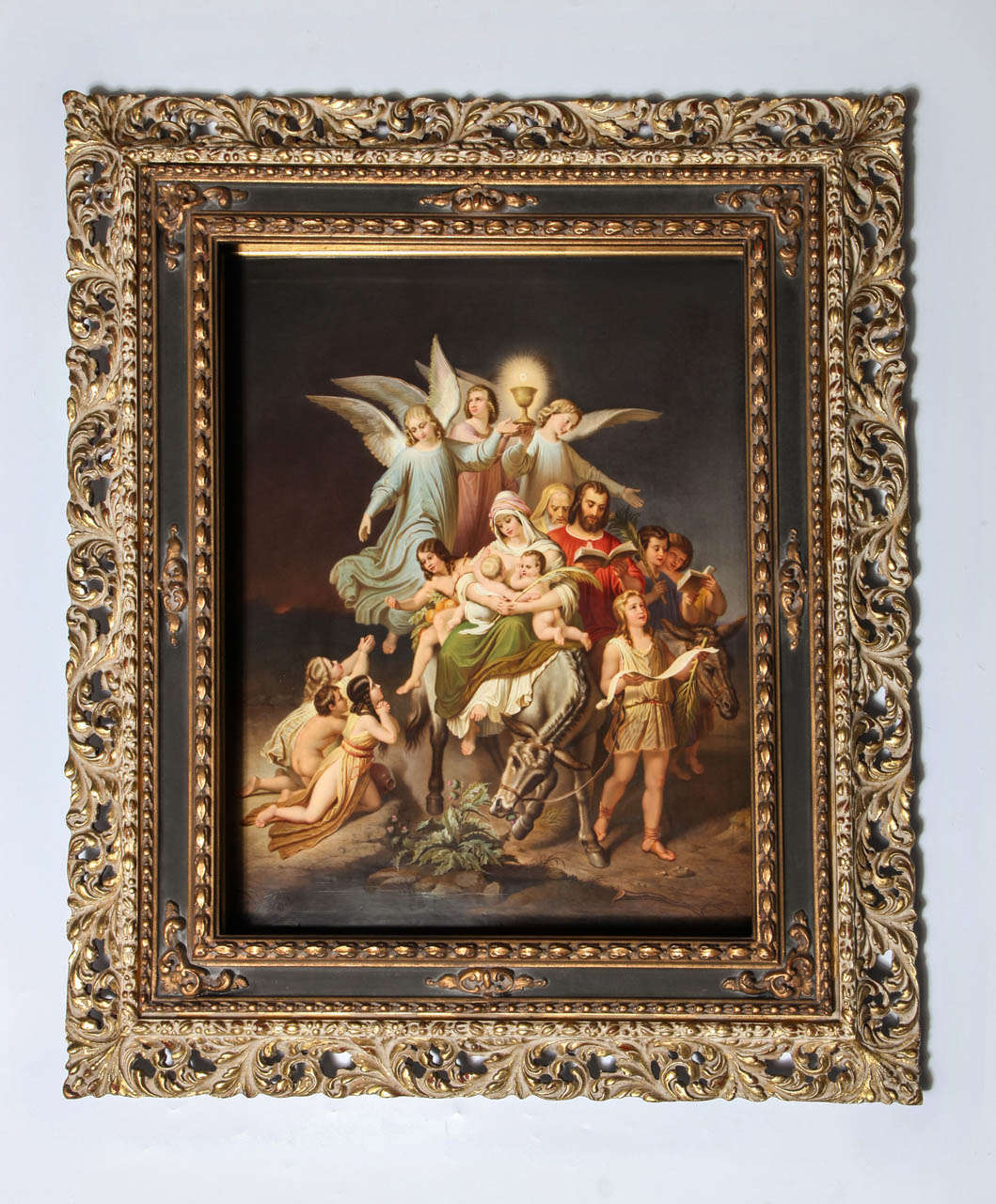 A huge KPM  [KONIIGLICHE PORZERLLAN - MANUFAKUR] Plaque of 'The flight into Egypt' is superbly painted with the finest quality glaze. KPM's creation of fine porcelain plaques with fabulous works of art is one of the glories of European porcelain