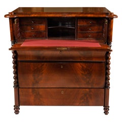 19th Century Flame Mahogany Fall Front Butler's Desk