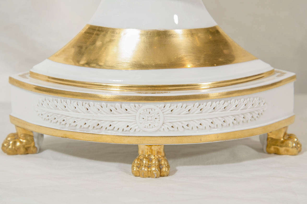 Neoclassical A Paris Porcelain Gilded Centerpiece Basket