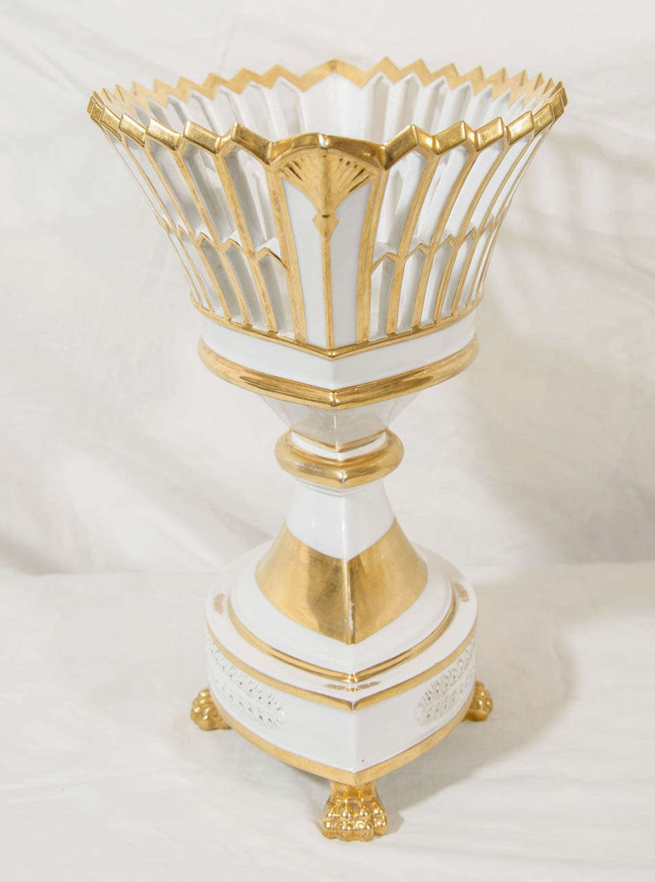 19th Century A Paris Porcelain Gilded Centerpiece Basket