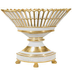 A Paris Porcelain Gilded Centerpiece Basket