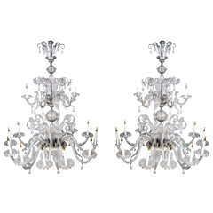 Rare and Exceptional Pair of 19th Century Murano Palace Chandeliers