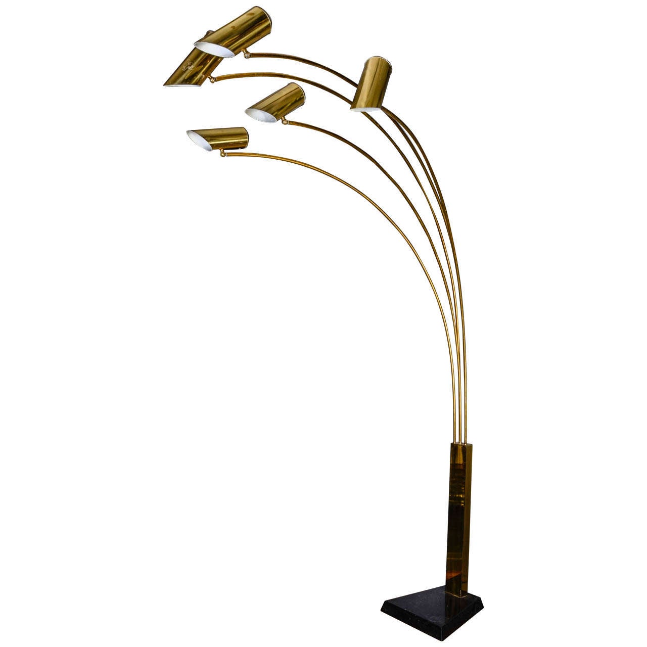 Imposing Marble and Brass Five Lights Floor Lamp