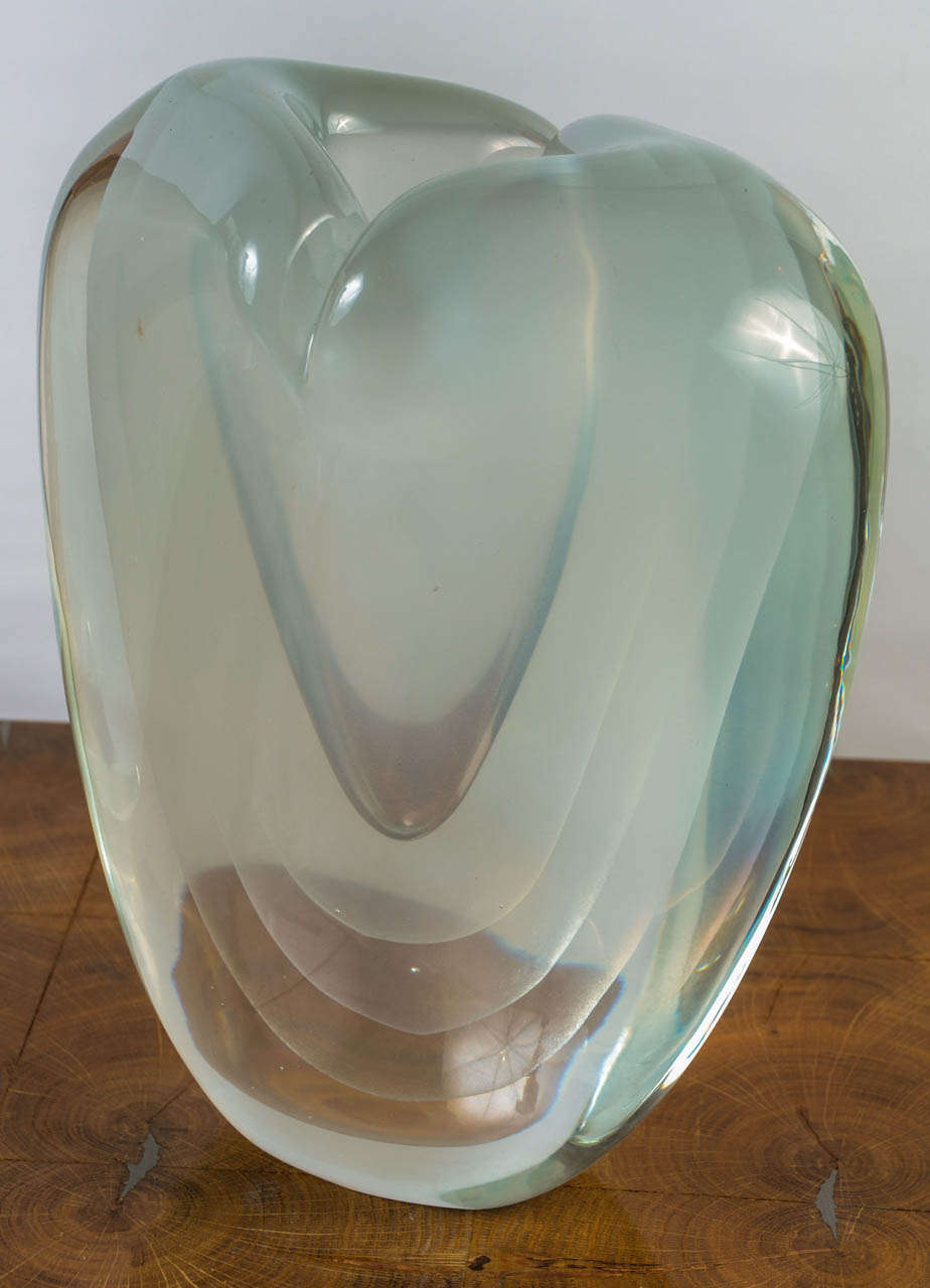 Set of Two Sea Green Murano Glass Vases In Excellent Condition In Saint-Ouen, IDF