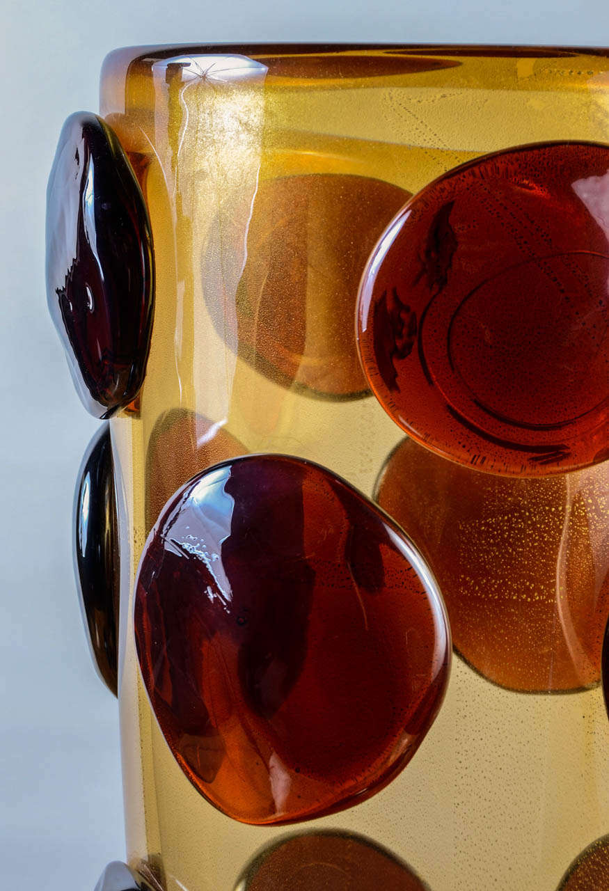 Very Elegant Pair of Signed Murano Glass Vases, 1970s In Excellent Condition In Saint-Ouen, IDF