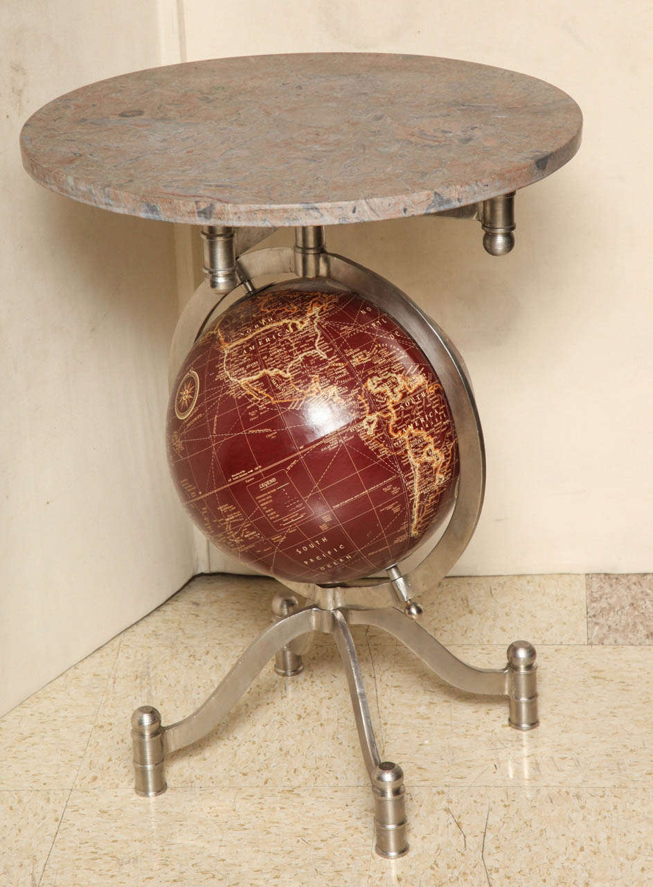 Pair of Globe Marble-Top Side Tables For Sale 1