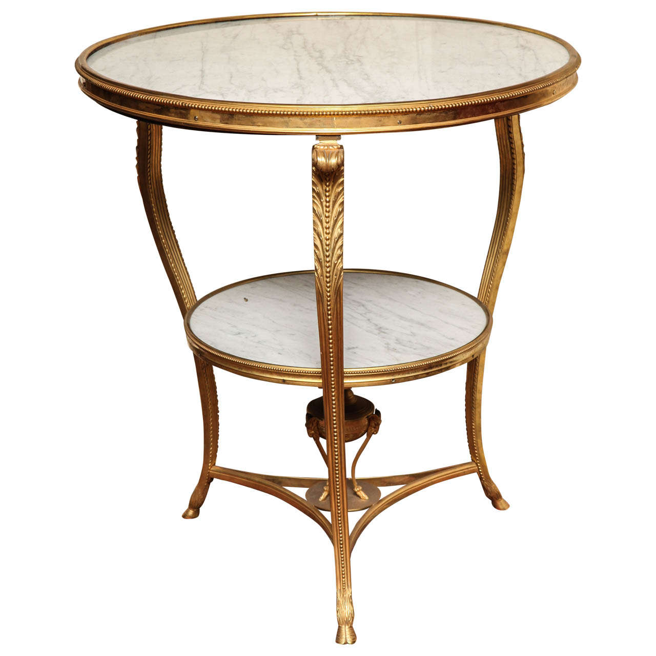 Neoclassical Louis XVI Style Circular Marble and Bronze Two-Tier Centre Table