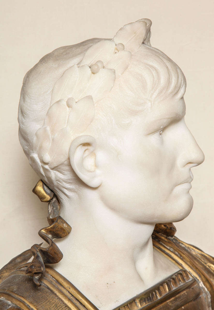 Marble and Bronze Bust of Augustus Caesar 2