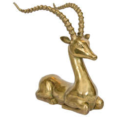 Beautiful Brass Ibex Gazelle Floor Sculpture