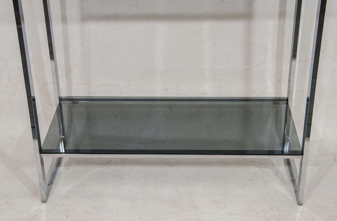 glass and chrome etagere