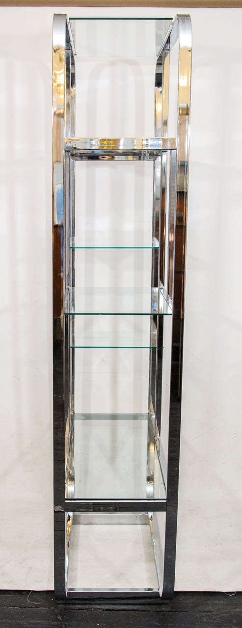 20th Century Curved Chrome and Glass Étagère Attributed to Design Institute of America