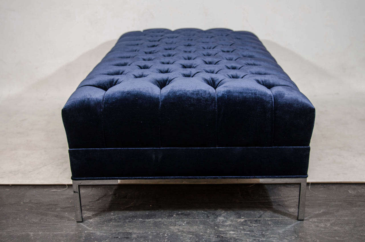 American Tufted Velvet Bench or Coffee Table For Sale