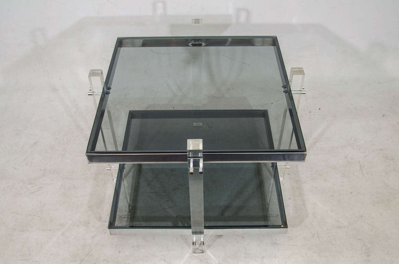Chrome Pair of Side or Coffee Tables in the Manner of Charles Hollis Jones