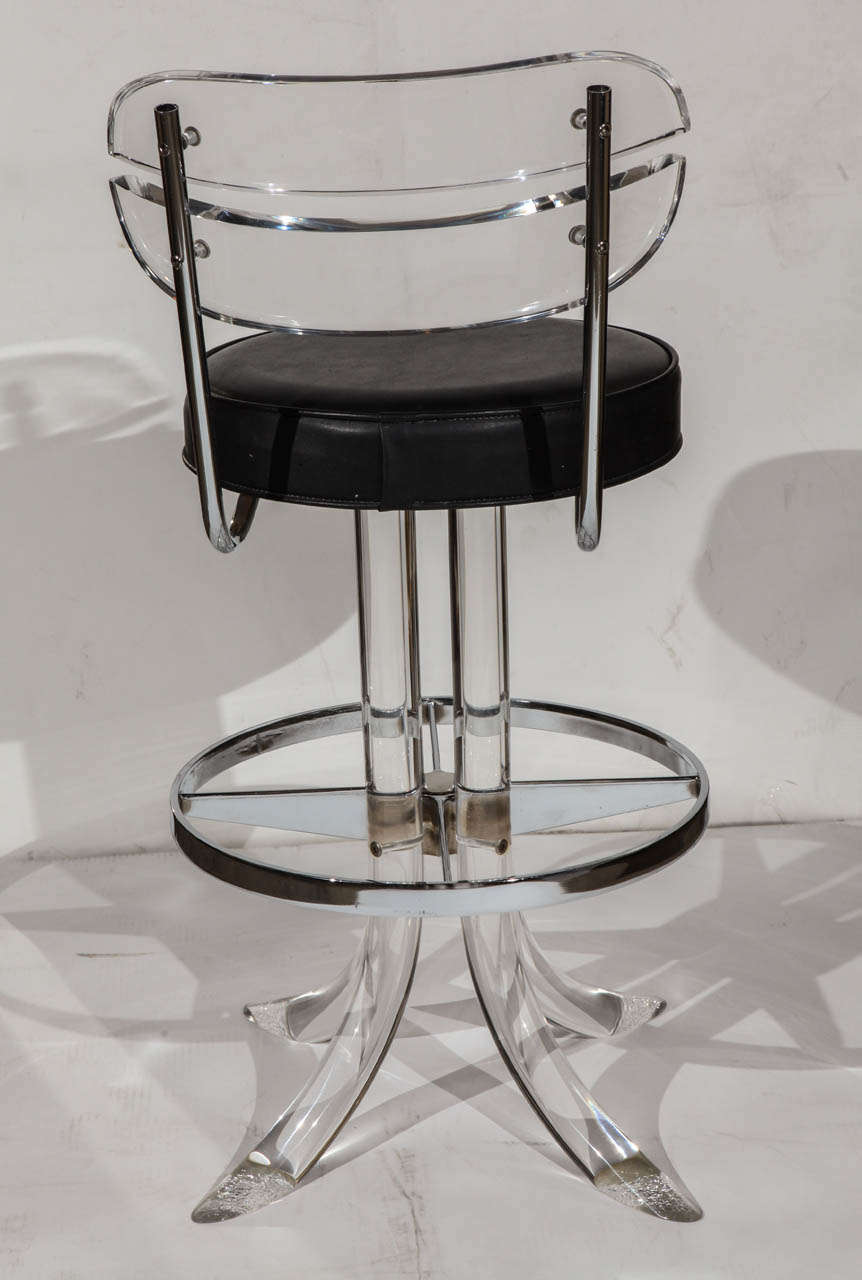 Pair of Mid Century Lucite Bar Stools In Good Condition In Cathedral City, CA