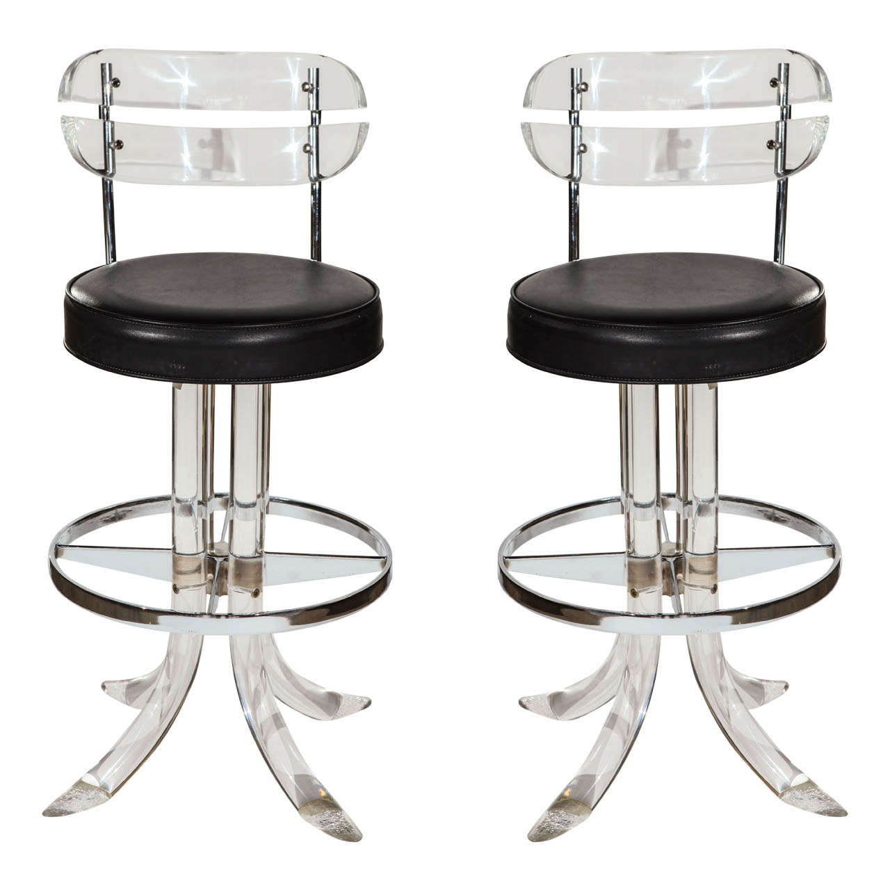 Mid Century Lucite Bar Stools At 1stdibs, Lucite And Brass Bar Stools