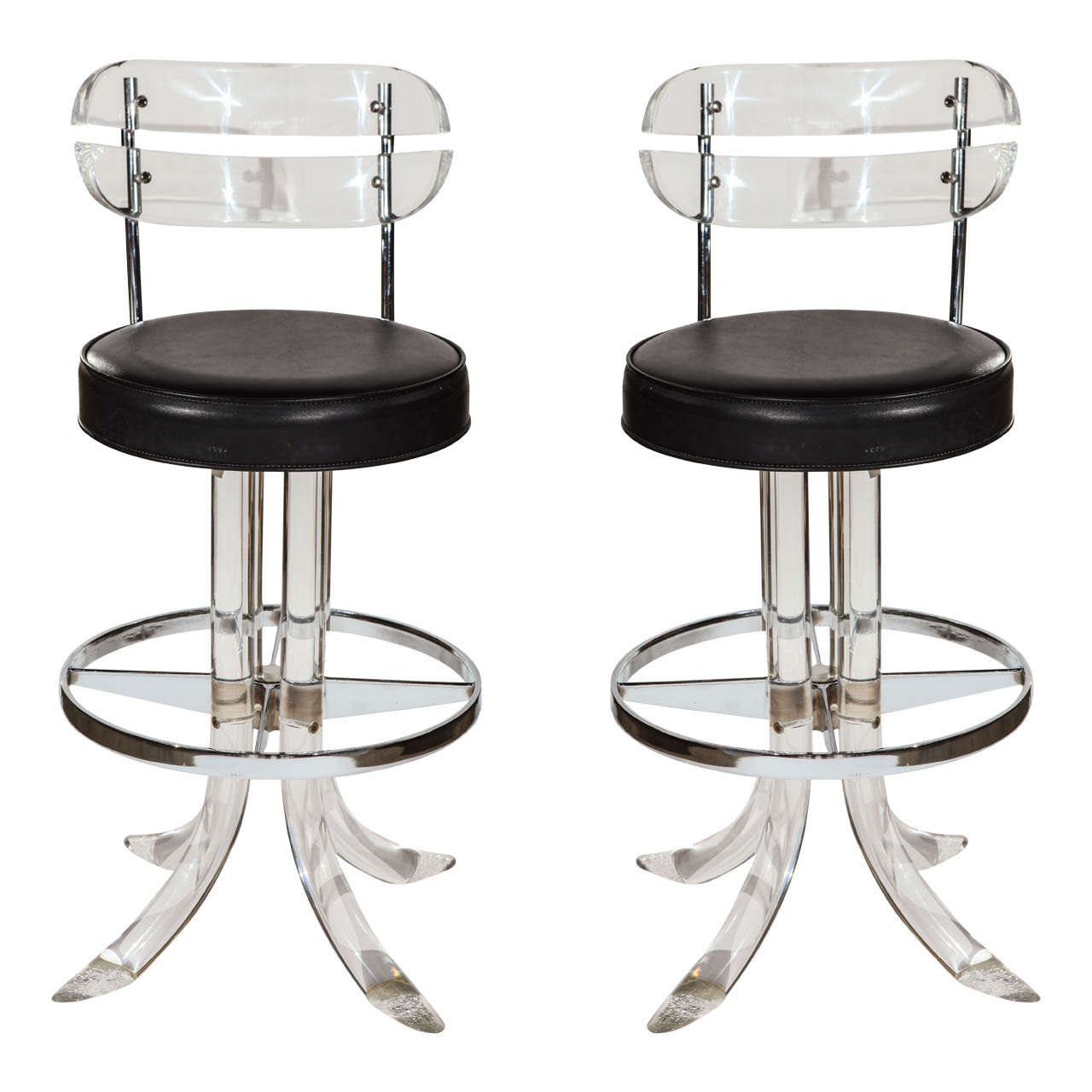 Pair of Mid Century Lucite Bar Stools